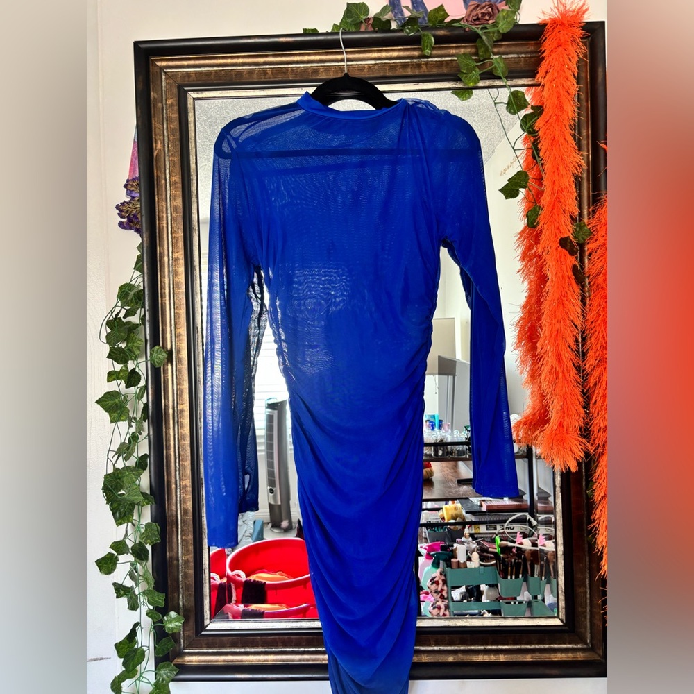 Elegant Blue Mesh Dress